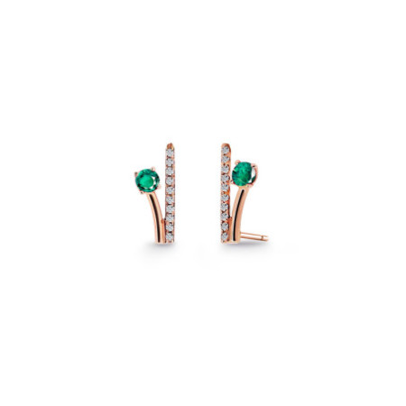 Branch Climbing Earrings Diamonds and Emeralds 0.40 Rose Gold