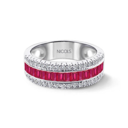 Ruby and Baguette Diamond Ring Amelia 0.30