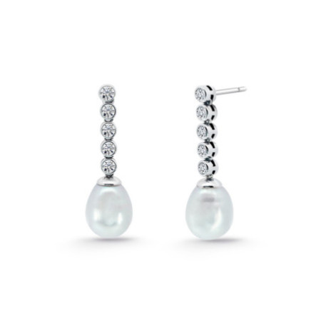 Pearl and Diamond Earrings Serenity Chatones 0.53 White Gold
