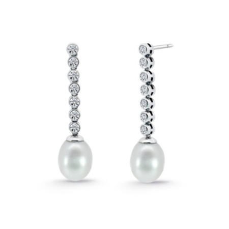 Pearl and Diamond Earrings Serenity Chatones 0.53 White Gold