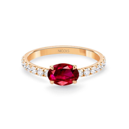 Lolita Ruby and Diamond Ring 0.45 Rose Gold