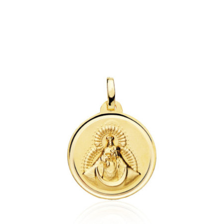 Virgen Del Rosario Medal 18mm Shinny Bezel 18Kt