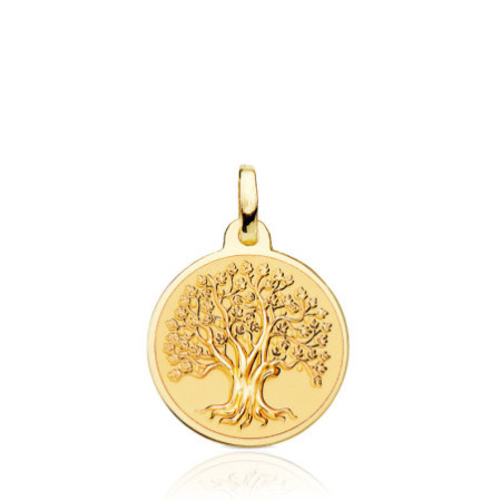 Tree of Life Medal Pendant 16Mm 18Kt Gold