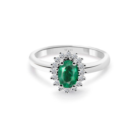 Emerald and Dahlia Diamond Ring 0.50