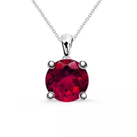 Ruby Necklace JACKIE 0.20ct 0.50ct Solitaire White Gold