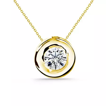 Diamond Necklace LADY 0.10-0.50ct Solitaire Yellow Gold