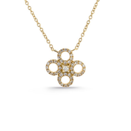 Gold Round Flower Necklace LITTLE DETAILS