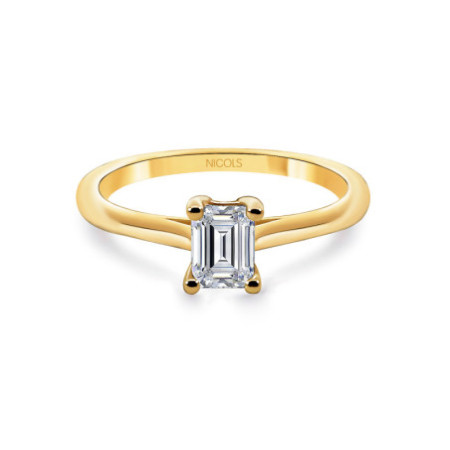 Camille Emerald Cut Diamond Solitaire Ring 0.45 Yellow Gold