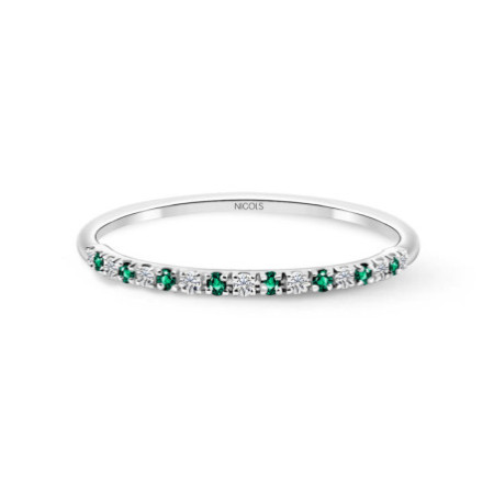Emerald Azalea Diamond Ring 0.06 White Gold