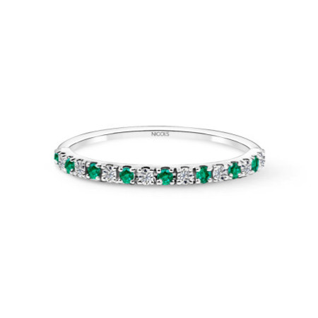 Emerald Azalea Diamond Ring 0.12 White Gold