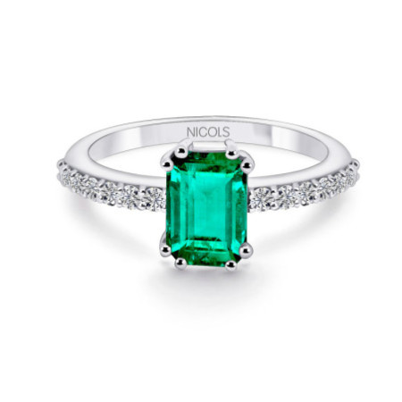 Emerald Ring 0.95ct White Gold DAFNE COLOR