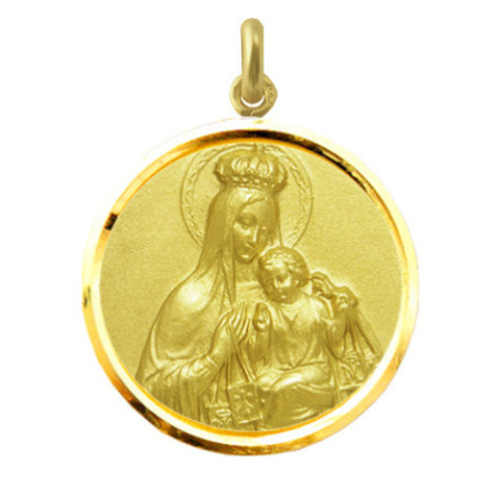 Virgin of Carmen Medal Crown 18kt Gold Bezel