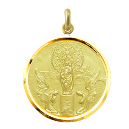 Medalla Virgen del Pilar Oro 18kt Bisel
