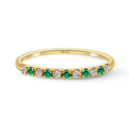 Emerald Azalea Diamond Ring 0.08 Yellow Gold