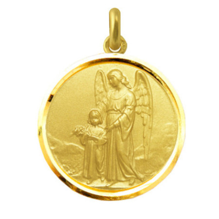 Guardian Angel Medal 18kt Gold Bezel