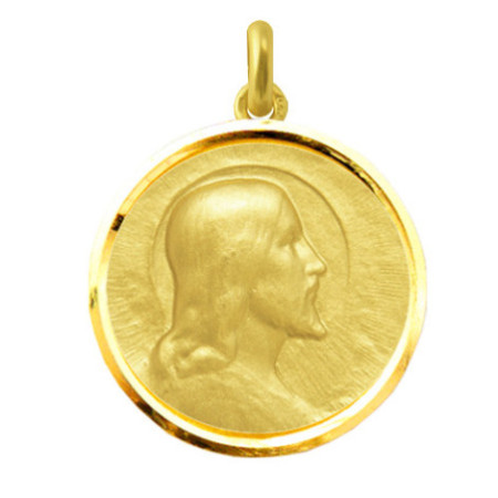 Medalla Cristo Salvador Oro 18kt Bisel